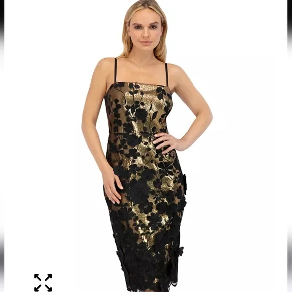 $268 Eliza J Women's Floral-Appliqué Sequinned Dress Sz 2 NWT Cocktail Glam - Picture 2 of 16